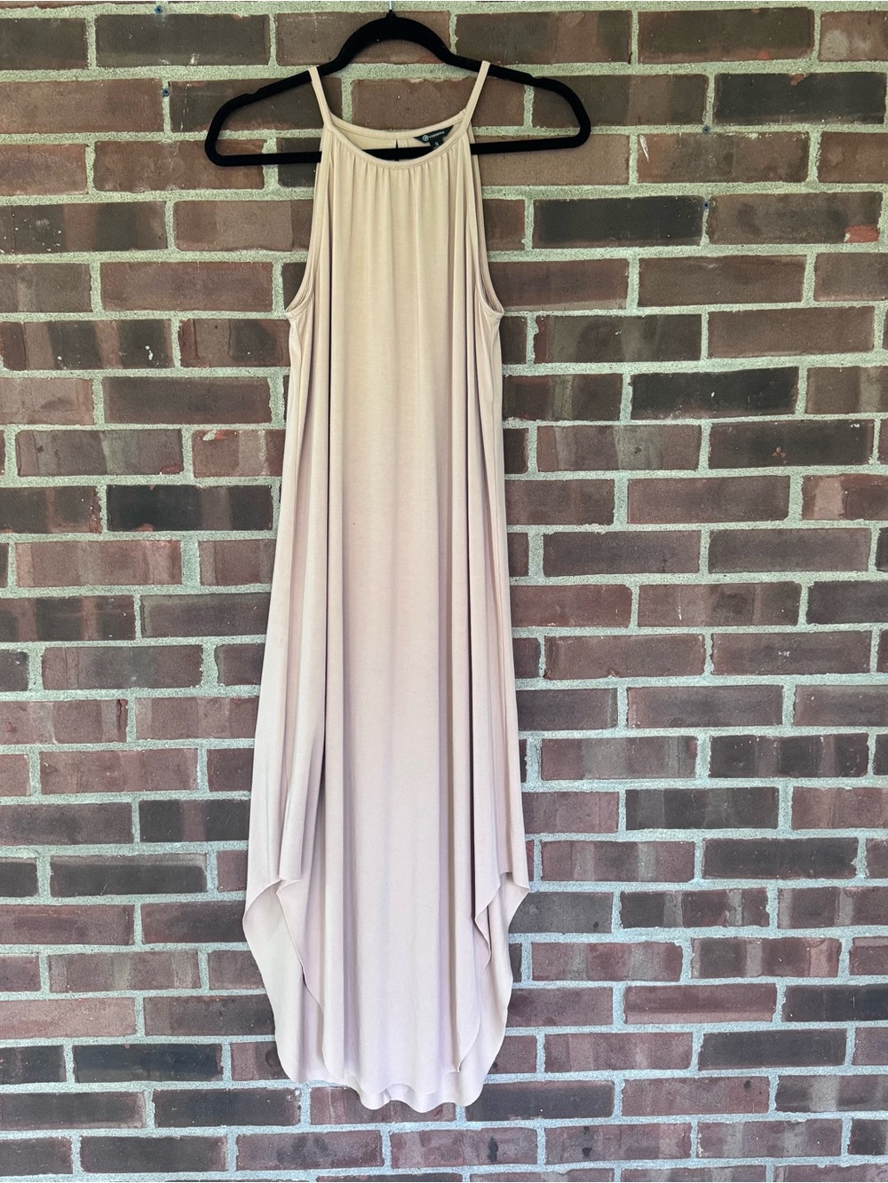 Verona Beige Sleeveless Swing Dress Draped Hem Women’s Size Small Regular